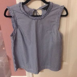 J. Crew Blue and White Striped Sleeveless Blouse